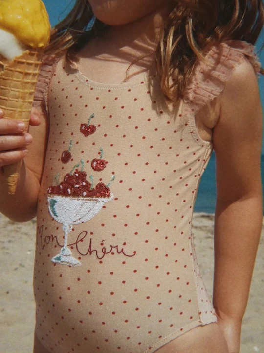 Obrázek produktu Konges Sløjd jednodílné plavky dětské AMANDINE SWIMSUIT béžová