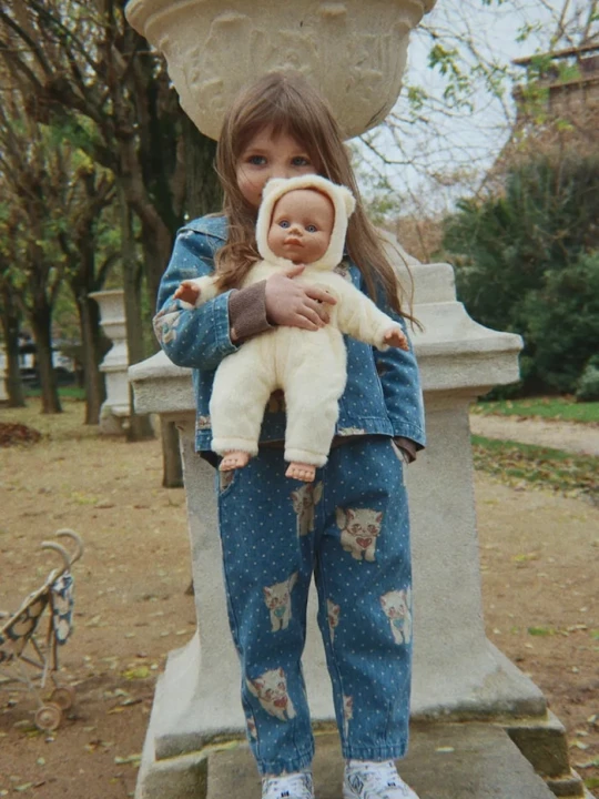 Obrázek produktu Konges Sløjd mom džíny dětské MAGOT FRILL PANTS GOTS modrá