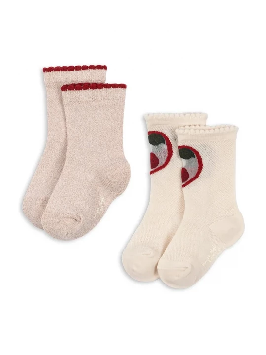 Obrázek produktu Konges Sløjd ponožky dětské 2 PACK CHERRY ROSE SOCKS 2-pack béžová