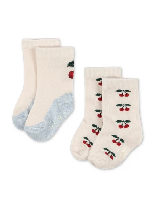 Obrázek produktu Konges Sløjd ponožky dětské 2-pack JACQUARD CHERRY SOCKS béžová