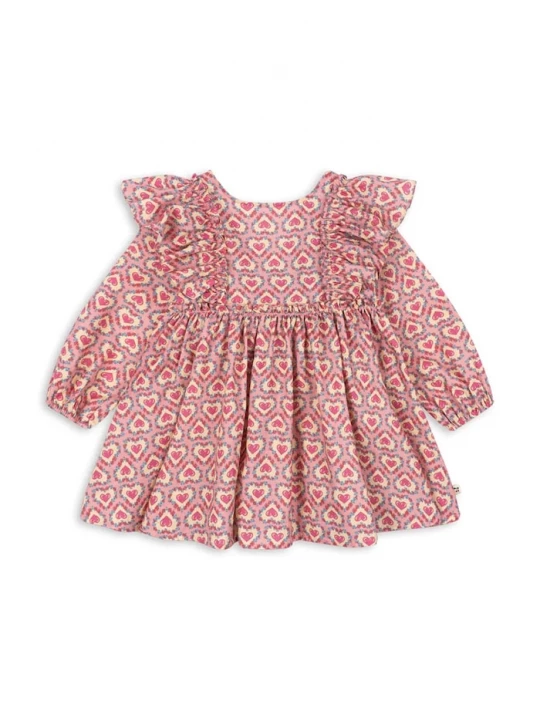 Obrázek produktu Konges Sløjd rozšířené šaty bavlněné EVIA LS BOW DRESS GOTS růžová