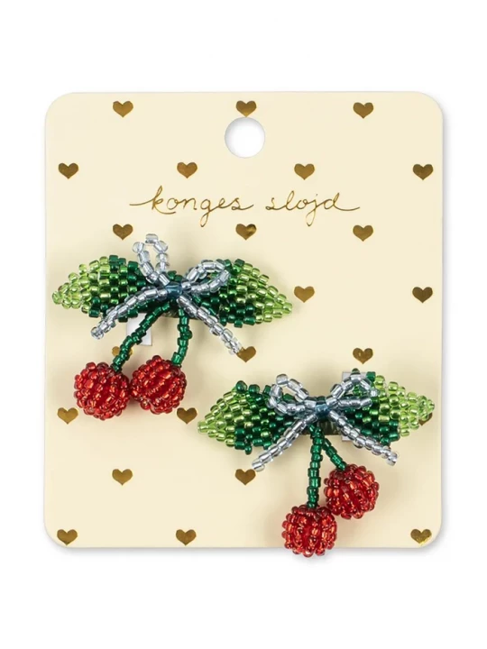 Obrázek produktu Konges Sløjd skřipce do vlasů dětské 2 PACK BEADED CHERRY BOW HAIR CLIP červená