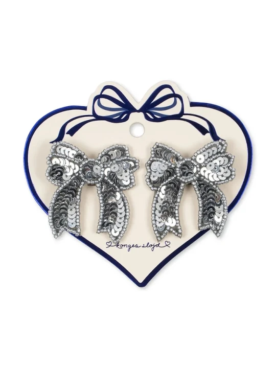 Obrázek produktu Konges Sløjd skřipce do vlasů dětské 2 PACK SEQUIN BOW HAIR CLIP stříbrná