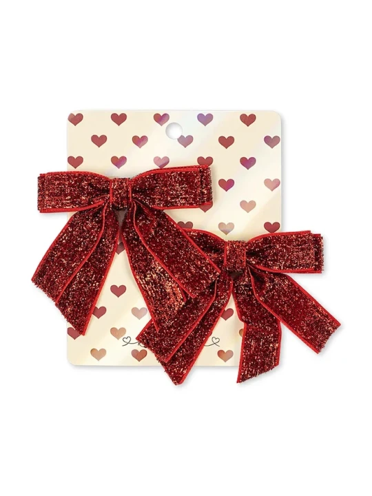 Obrázek produktu Konges Sløjd skřipce do vlasů dětské 2 PACK VELVET DOUBLE BOW HAIR CLIPS 2-pack červená