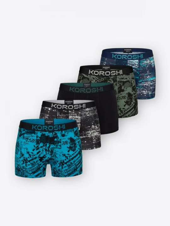 Obrázek produktu KOROSHI Boxerky tmavě modrá / světle zelená / černá / bílá