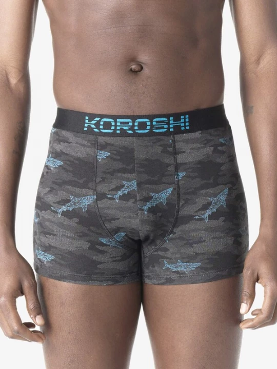 Obrázek produktu KOROSHI Boxerky tyrkysová / šedá / černá