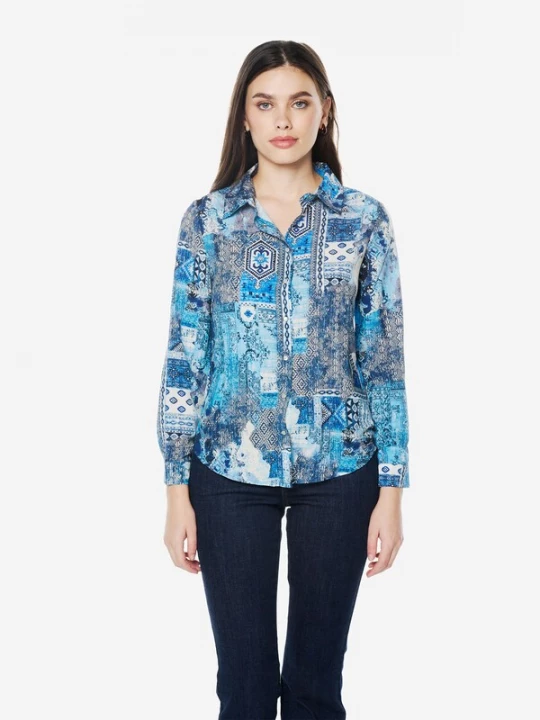 Obrázek produktu KOROSHI Halenka modrá / světlemodrá / šedá / offwhite