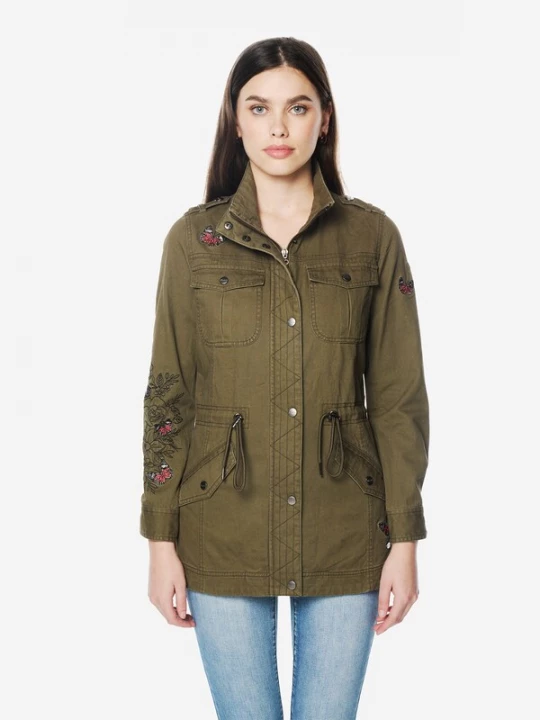 Obrázek produktu KOROSHI Přechodová parka khaki / světle růžová / černá / bílá