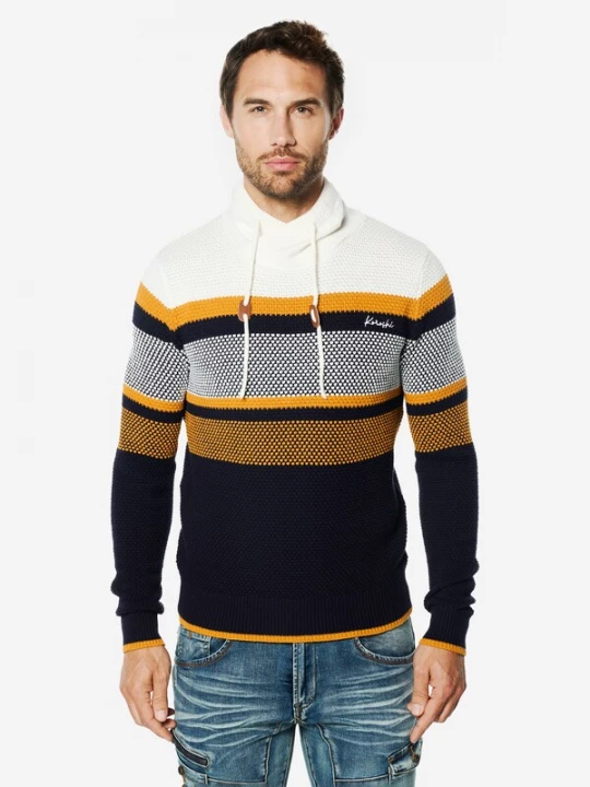 Obrázek produktu KOROSHI Svetr marine modrá / oranžová / offwhite