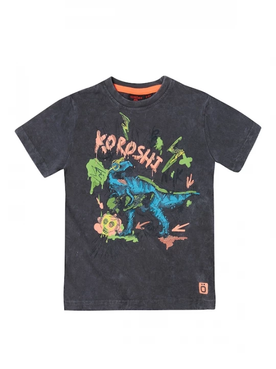 Obrázek produktu KOROSHI Tričko aqua modrá / šedá / světle zelená / lososová