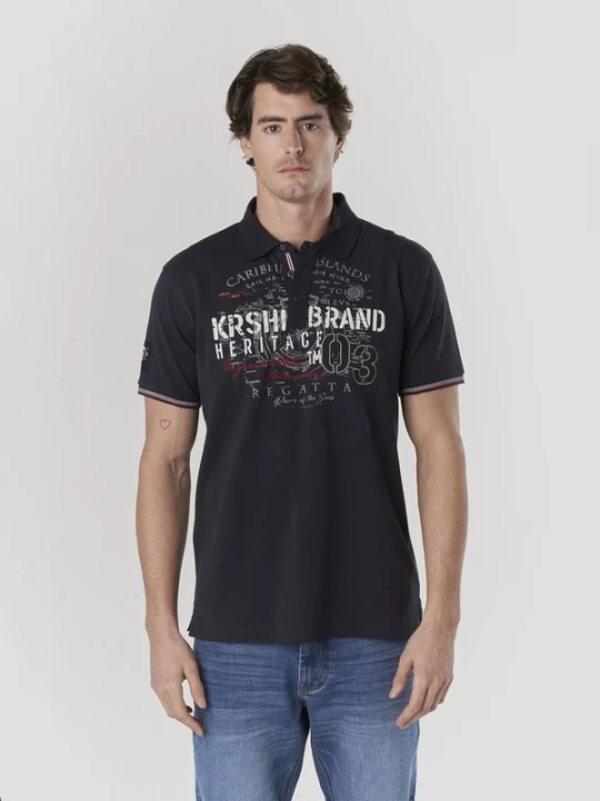Obrázek produktu KOROSHI Tričko námořnická modř / šedá / červená třešeň / bílá