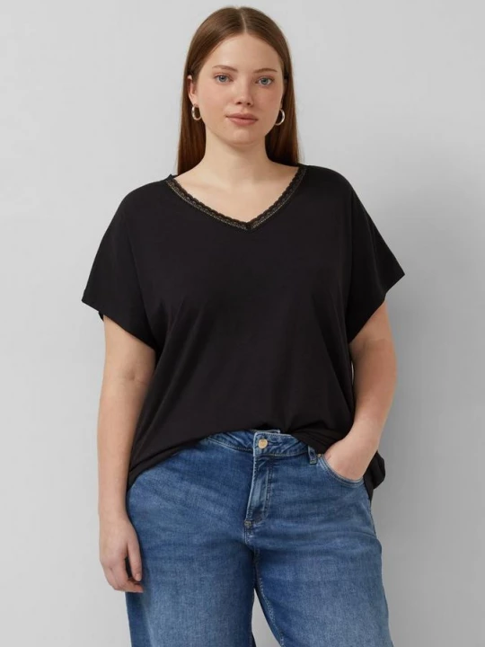 Obrázek produktu Košile ze směsi modalu s krajkovým lemem QS černá