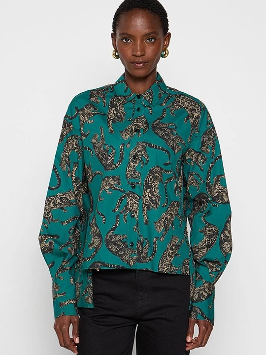 Obrázek produktu Košilová halenka Just Cavalli tmavě zelená