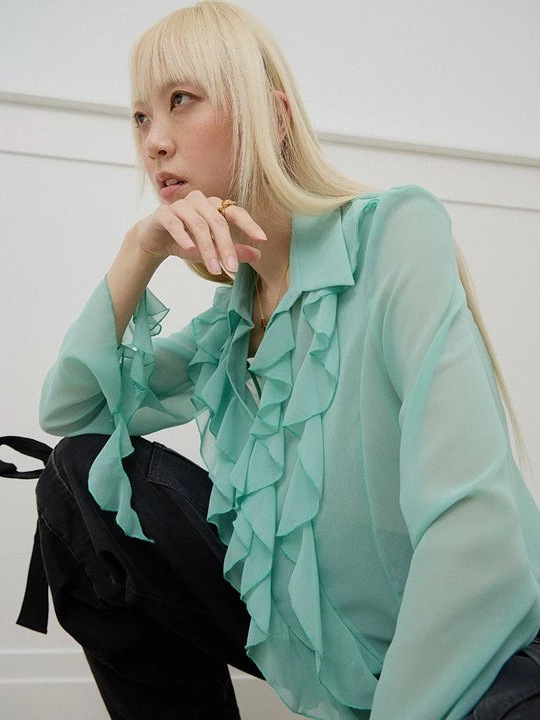 Obrázek produktu Košilová halenka Versace Jeans Couture tyrkysová