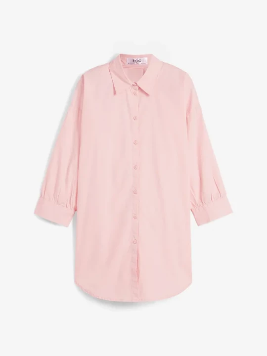 Obrázek produktu Koszula oversize z bawełny, rękawy 3 / 4 BonPrix różowy