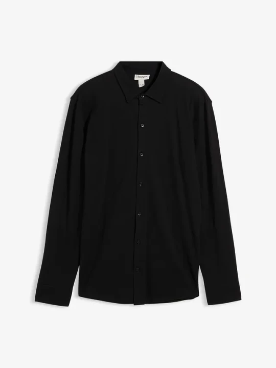 Obrázek produktu Koszula z długim rękawem, z bawełnianej piki z dużą zawartością stretchu, slim fit BonPrix czarny
