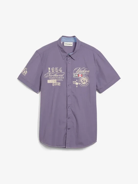 Obrázek produktu Koszula z krótkim rękawem, slim fit BonPrix fioletowy