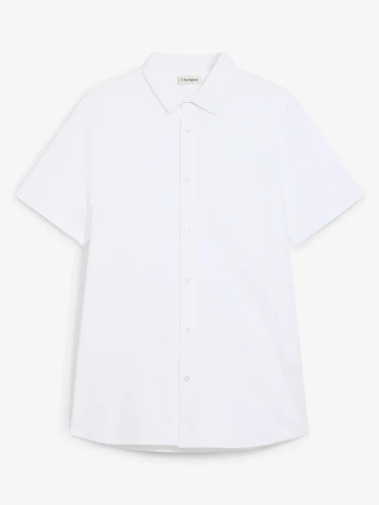 Obrázek produktu Koszula z krótkim rękawem, uszyta z piki z dużą ilością stretchu, slim fit BonPrix biały