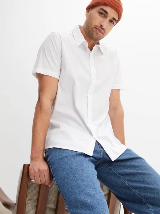 Obrázek produktu Koszula z krótkim rękawem, ze stretchem, slim fit BonPrix biały