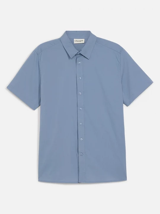 Obrázek produktu Koszula z krótkim rękawem, ze stretchem, slim fit BonPrix niebieski