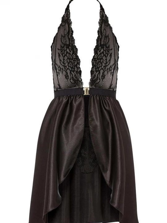 Obrázek produktu Koszulka babydoll + stringi (2 części) BonPrix czarny