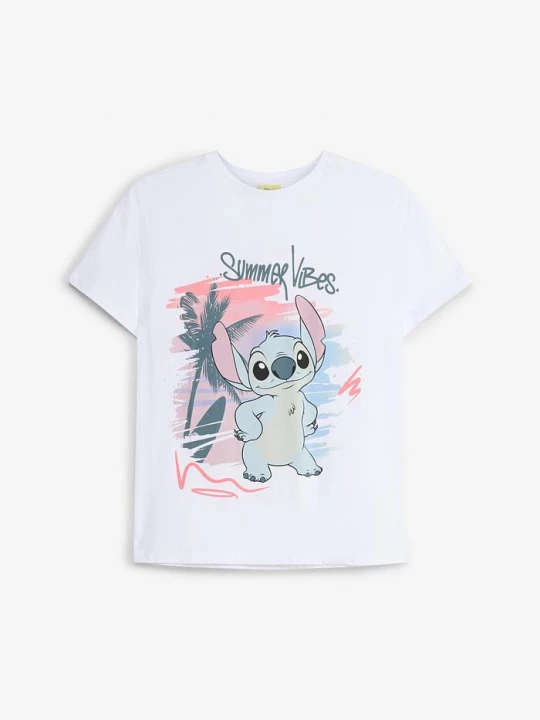 Obrázek produktu Koszulka Disney Stitch z czystej bawełny BonPrix biały