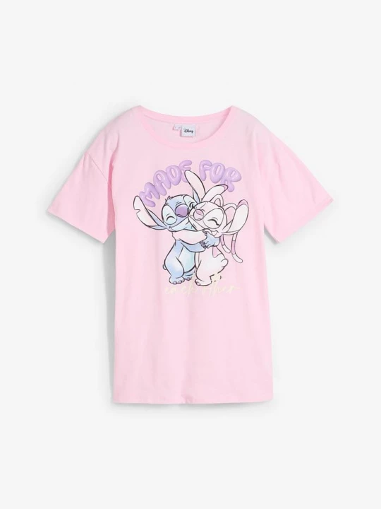 Obrázek produktu Koszulka Disney Stitch z czystej bawełny BonPrix różowy