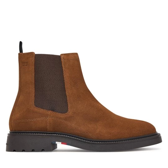 Obrázek produktu Kotníková obuv s elastickým prvkem Tommy Hilfiger Corporate Casual Suede Chelsea FM0FM05952 Hnědá