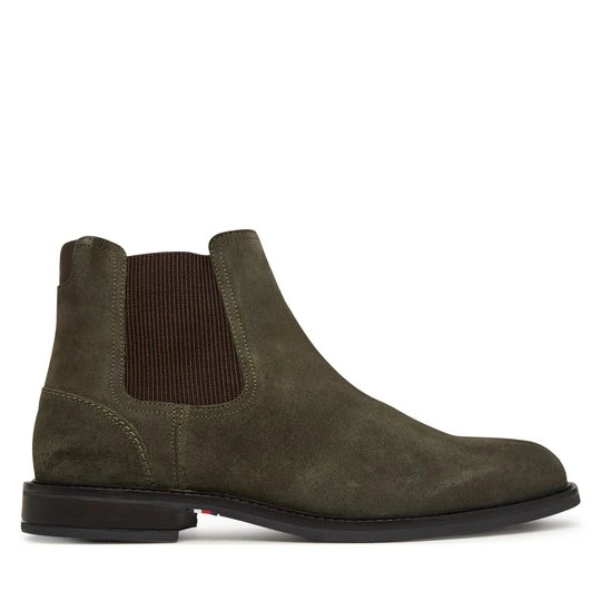 Obrázek produktu Kotníková obuv s elastickým prvkem Tommy Hilfiger Corporate Dressy Suede Chelsea FM0FM05953 Tmavě zelená