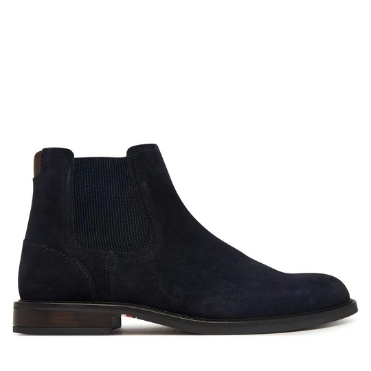 Obrázek produktu Kotníková obuv s elastickým prvkem Tommy Hilfiger Corporate Dressy Suede Chelsea FM0FM05953 Tmavomodrá
