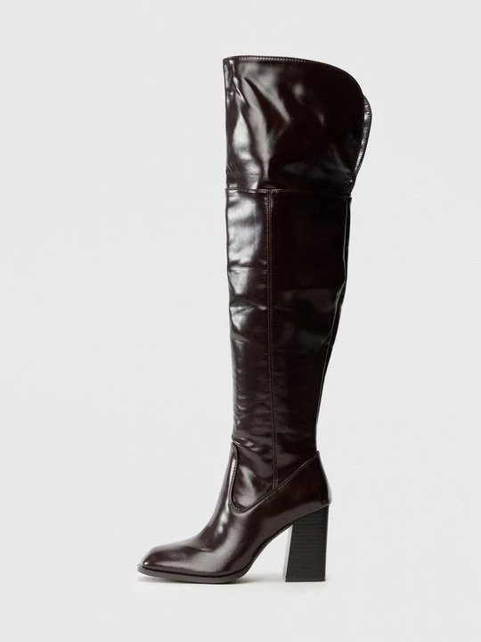 Obrázek produktu Kozačky na vysokém podpatku Even&Odd Wide Fit By Zalando tmavě hnědá