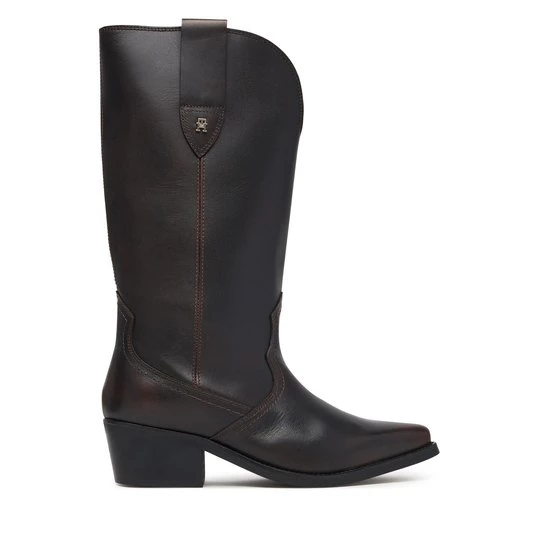 Obrázek produktu Kozačky Tommy Hilfiger Leather Mid Calf Western Boot FW0FW09798 Tmavě hnědá