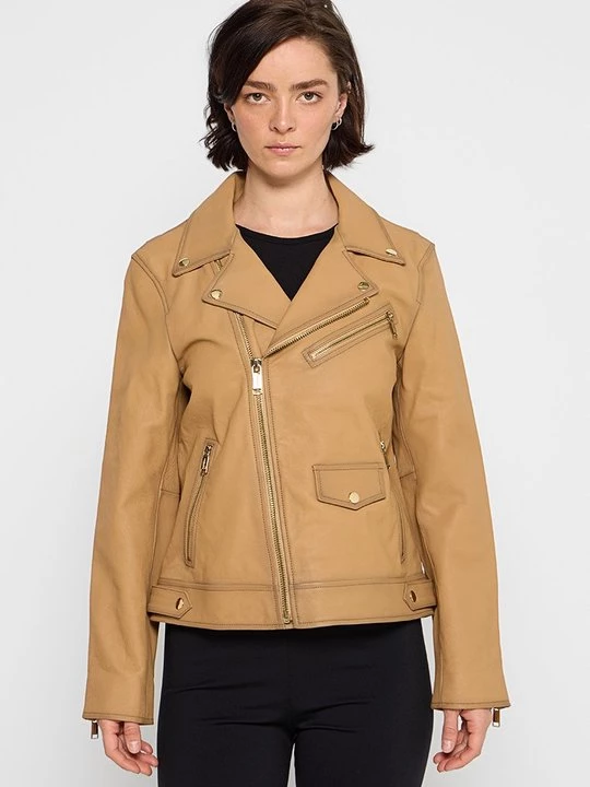 Obrázek produktu Kožená bunda Michael Kors světle hnědá