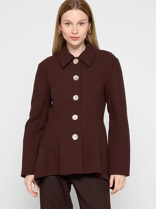 Obrázek produktu Krátký kabát Tory Burch tmavě hnědá