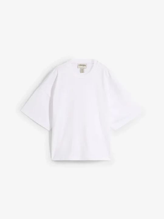 Obrázek produktu Krótki T-shirt oversize z czystej, grubej bawełny organicznej BonPrix biały