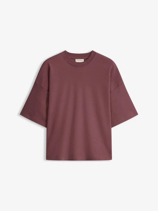 Obrázek produktu Krótki T-shirt oversize z czystej, grubej bawełny organicznej BonPrix fioletowy