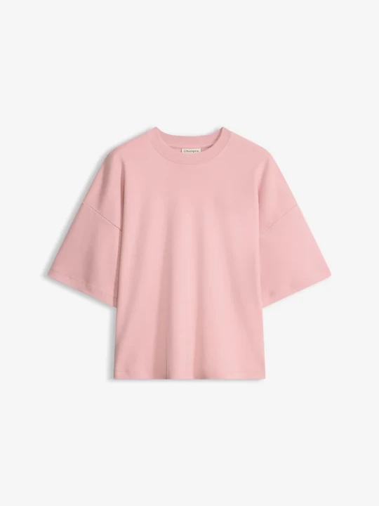 Obrázek produktu Krótki T-shirt oversize z czystej, grubej bawełny organicznej BonPrix różowy