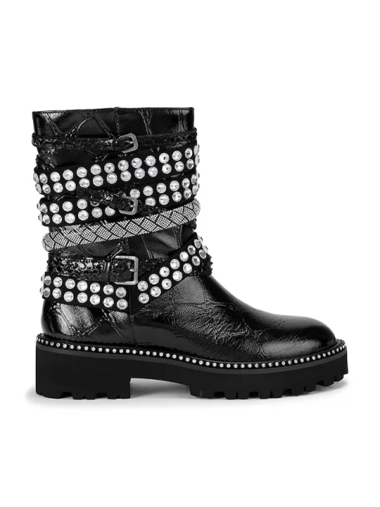 Obrázek produktu Kurt Geiger London Kožené kotníkové boty Kurt Geiger London Multi Strap Flat Boot černá
