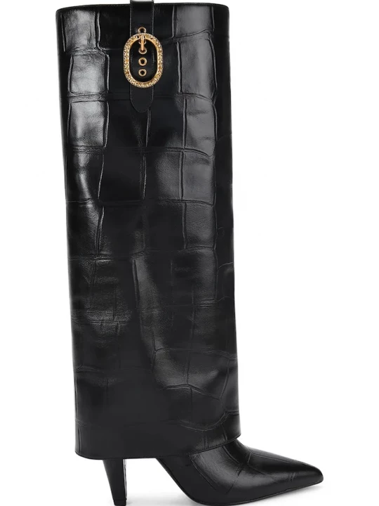 Obrázek produktu Kurt Geiger London Kožené kozačky Kurt Geiger London Fold Over Tall Boot černá