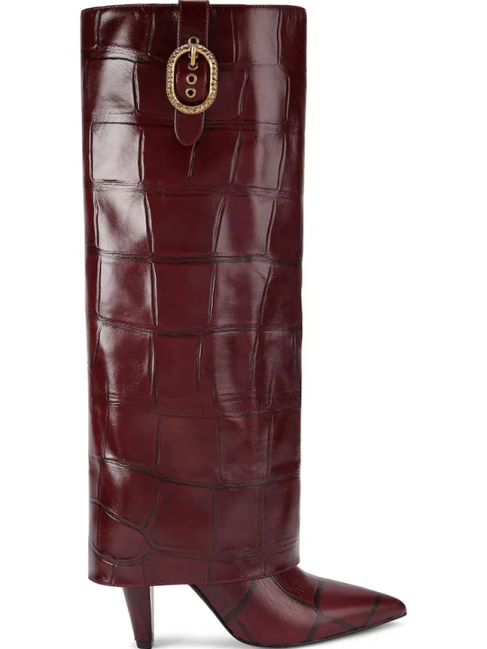 Obrázek produktu Kurt Geiger London Kožené kozačky Kurt Geiger London Fold Over Tall Boot hnědá