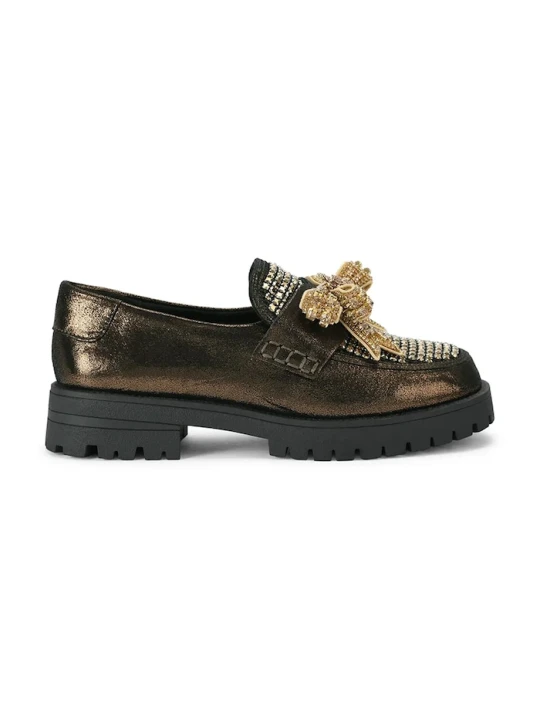 Obrázek produktu Kurt Geiger London Mokasíny dámské kožené Bow Crystal Loafer zelená