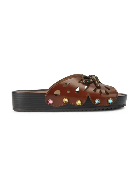 Obrázek produktu Kurt Geiger London pantofle dámské kožené Boho Butterfly Flat hnědá