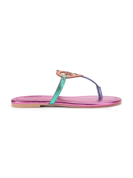 Obrázek produktu Kurt Geiger London pantofle dámské kožené Kurt Heart T Bar Flat růžová