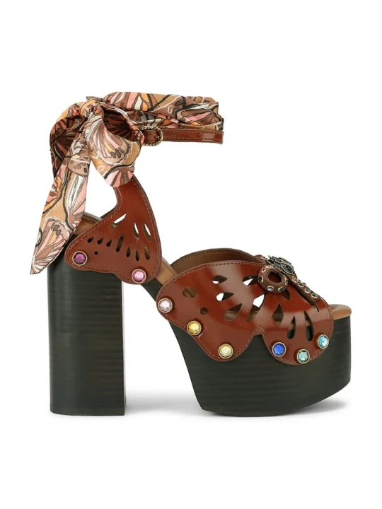 Obrázek produktu Kurt Geiger London sandály kožené Butterfly Platform Sdl hnědá