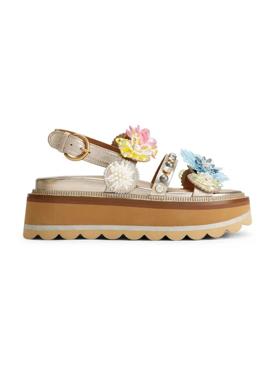 Obrázek produktu Kurt Geiger London sandály na platformě dámské kožené Octavia Sling Flatform zlatá