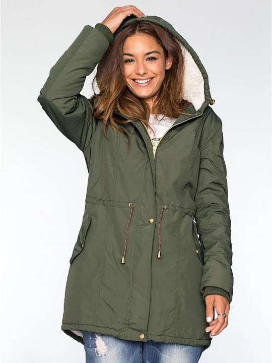 Obrázek produktu Kurtka parka na podszewce z polaru baranka BonPrix zielony