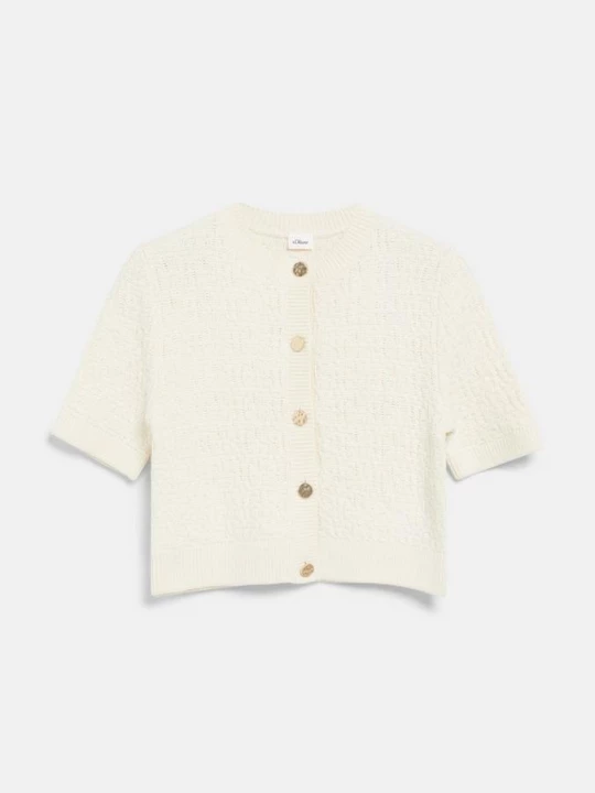 Obrázek produktu Kurzarm-Strickjacke mit Strukturmuster s.Oliver krémová