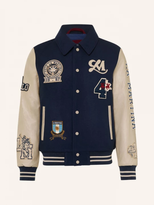 Obrázek produktu La Martina Bomber Z Kombinace Materiálů tmavě modrá / světle hnědá / tmavě červená