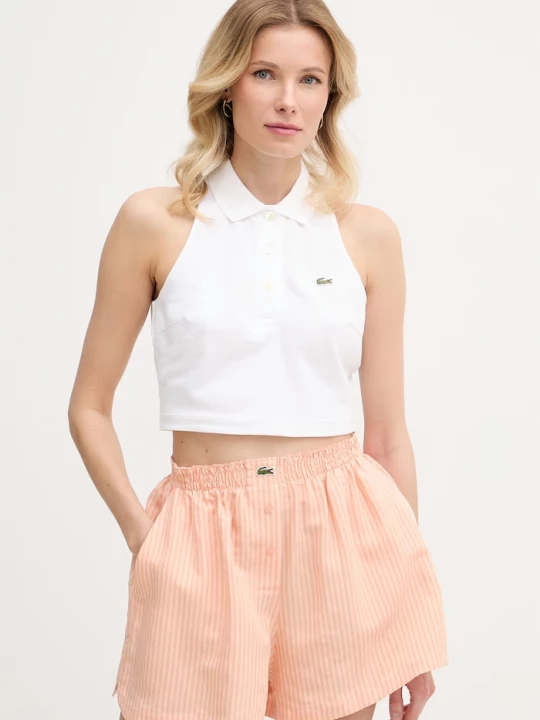 Obrázek produktu Lacoste crop top dámský bavlněný s elastanem bílá