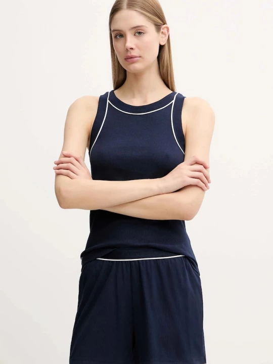 Obrázek produktu Lacoste dvoudílné pyžamo dámské bavlněné s elastanem námořnická modř